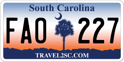 SC license plate FAO227