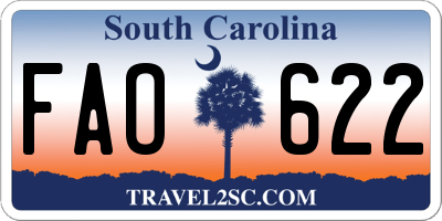SC license plate FAO622