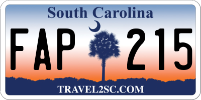 SC license plate FAP215
