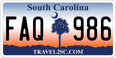 SC license plate FAQ986