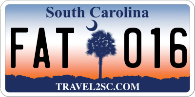 SC license plate FAT016