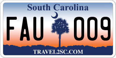SC license plate FAU009