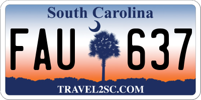 SC license plate FAU637