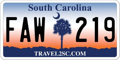 SC license plate FAW219