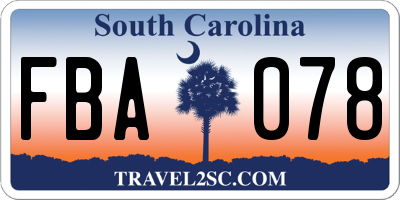 SC license plate FBA078