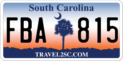 SC license plate FBA815