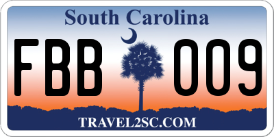 SC license plate FBB009