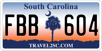SC license plate FBB604