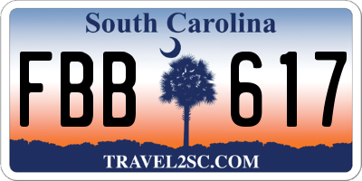 SC license plate FBB617
