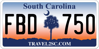 SC license plate FBD750