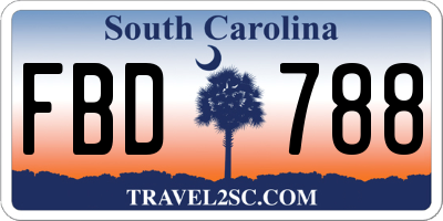 SC license plate FBD788