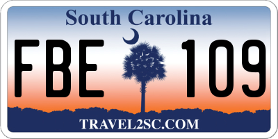 SC license plate FBE109