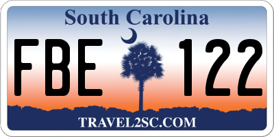 SC license plate FBE122
