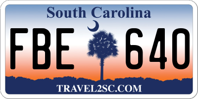 SC license plate FBE640