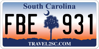 SC license plate FBE931