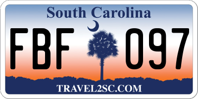 SC license plate FBF097