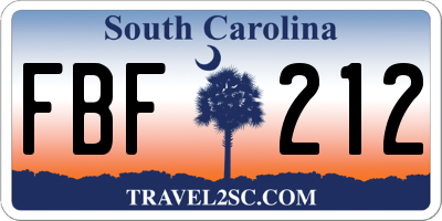SC license plate FBF212
