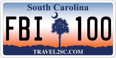 SC license plate FBI100