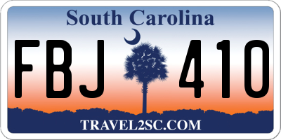 SC license plate FBJ410