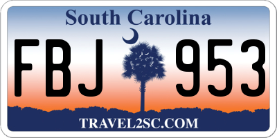 SC license plate FBJ953