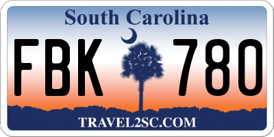 SC license plate FBK780