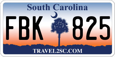 SC license plate FBK825