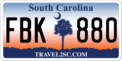 SC license plate FBK880