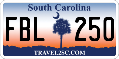 SC license plate FBL250