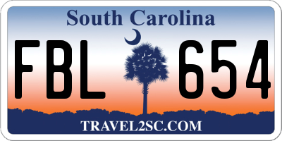 SC license plate FBL654