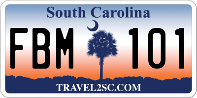 SC license plate FBM101