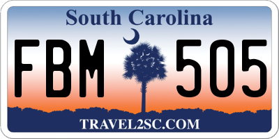 SC license plate FBM505