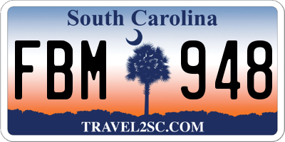SC license plate FBM948