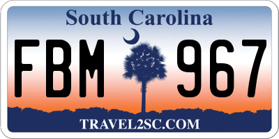 SC license plate FBM967