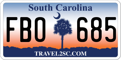 SC license plate FBO685