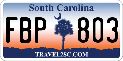 SC license plate FBP803