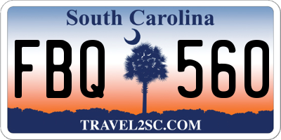 SC license plate FBQ560