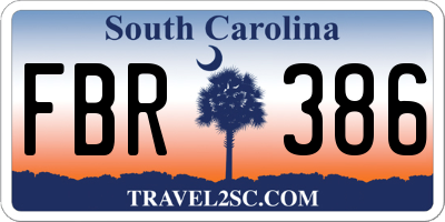 SC license plate FBR386