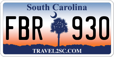 SC license plate FBR930