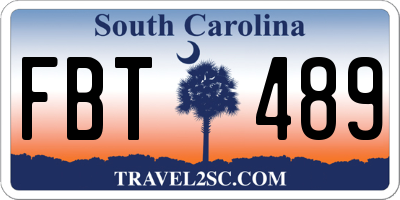 SC license plate FBT489