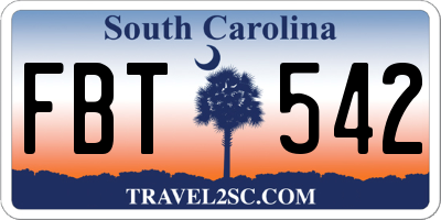 SC license plate FBT542