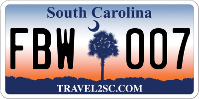 SC license plate FBW007