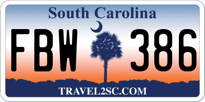 SC license plate FBW386