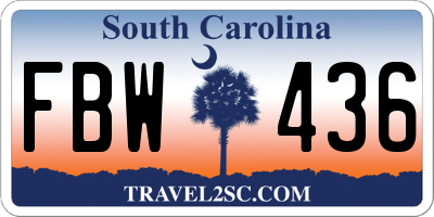 SC license plate FBW436