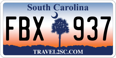 SC license plate FBX937