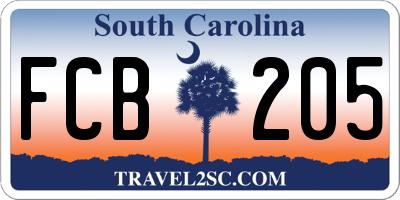 SC license plate FCB205