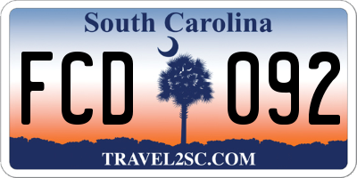 SC license plate FCD092
