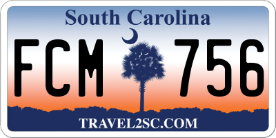 SC license plate FCM756
