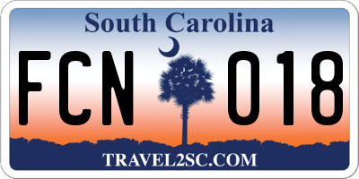 SC license plate FCN018