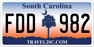 SC license plate FDD982