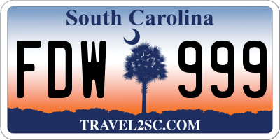 SC license plate FDW999